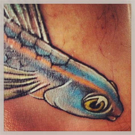 My mans sweet flying fish tattoo - his first tattoo :) x | T A T T O O S | Pinterest