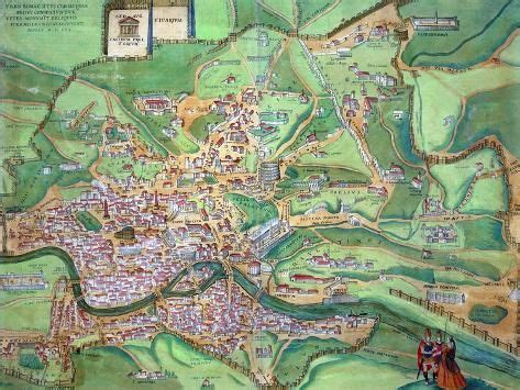 'Map of Rome, from "Civitates Orbis Terrarum" by Georg Braun and Frans Hogenberg, 1570' Giclee ...