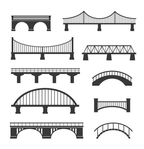 Set of different bridges. Isolated on white background. Black and... | Free vector graphics ...