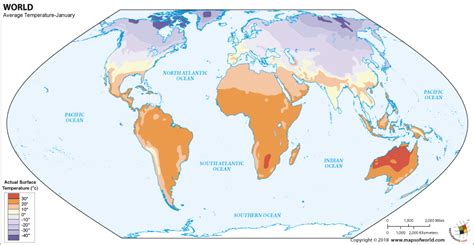 World Map - Average Temperature in January