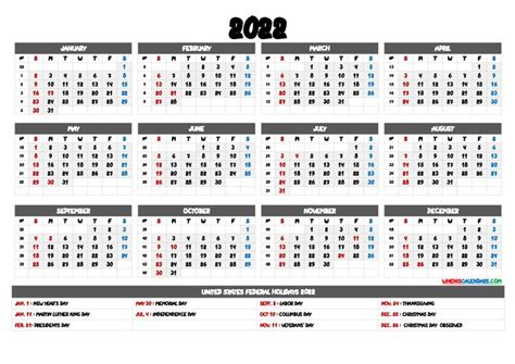 2022 Calendar with Week Numbers – 6 Templates | Calendar printables, Yearly calendar template ...