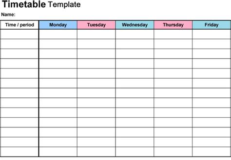 Timetable Template 2018 #collegetimetabletemplateword with Blank Revision Timetable Template ...