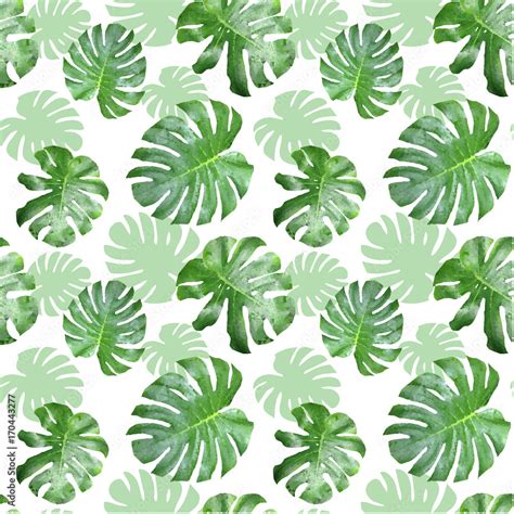 green leaf seamless pattern tropical polygons plant in low poly style ...