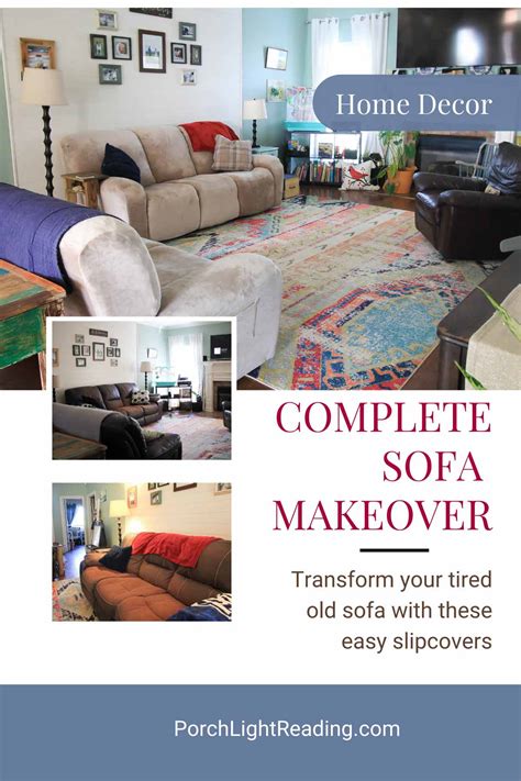 Old Sofa Makeover Using Slipcovers Before and After Photos – Porch ...