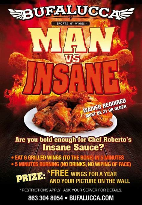 Bufalucca's "Man vs Insane" Spicy Wing Challenge - FoodChallenges.com - FoodChallenges.com