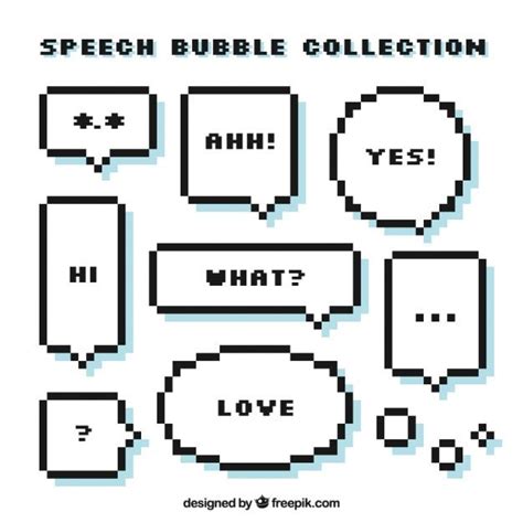 pixel speech bubble collection with different types of bubbles and ...