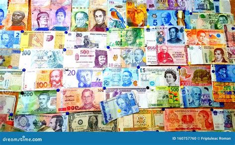 Currency of Different Countries Background. Colorful Banknotes of ...