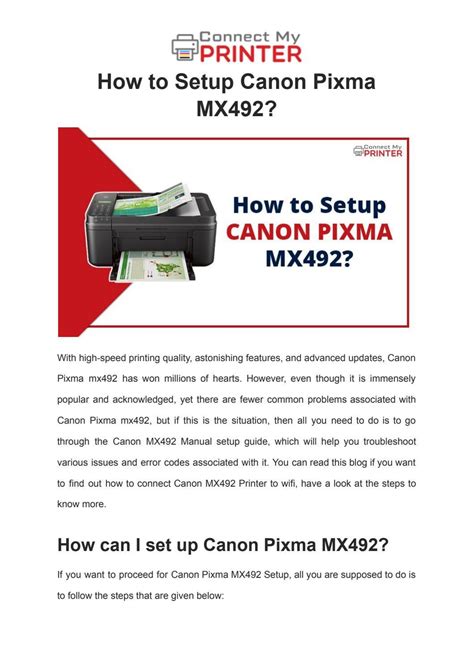 How to Setup Canon Pixma MX492 by iamalexsmith - Issuu