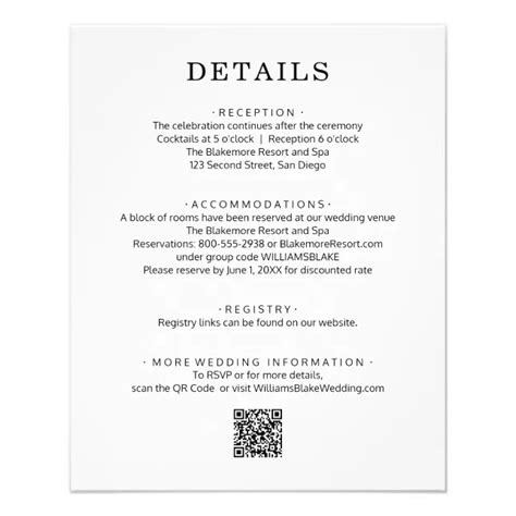 Budget QR Code Wedding Details Flyer | Zazzle