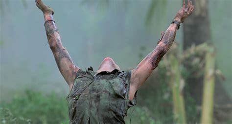 In a climactic scene in "Platoon" (1986), Willem DaFoe throws his hands ...