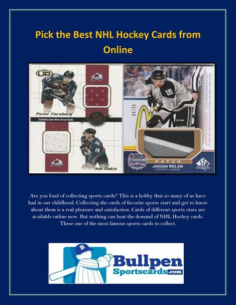 Pick the best nhl hockey cards from online by Bullpensports Cards - Issuu