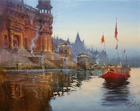 Banaras Ghat-I Original Painting on Canvas | Etsy