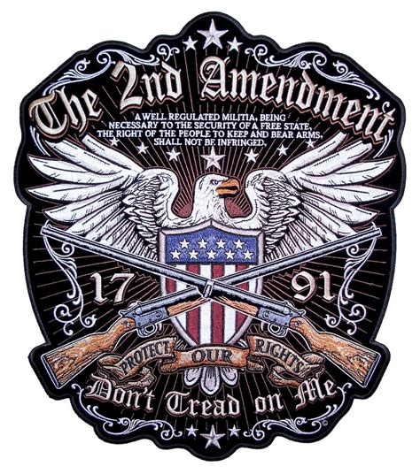 Patriotic American Eagle The 2nd Amendment Embroidered Biker Patch Large – Leather Supreme