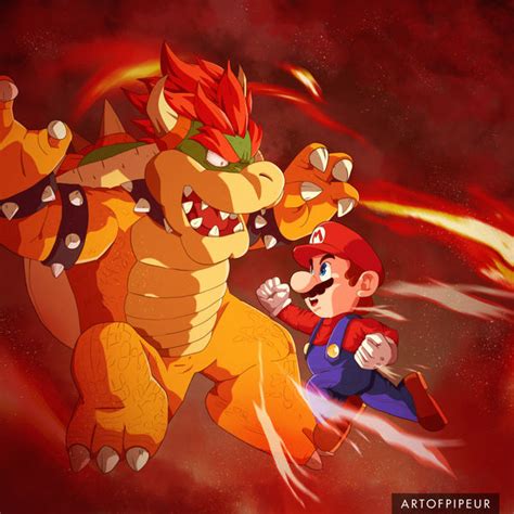 Mario vs Bowser by Artofpipeur on DeviantArt