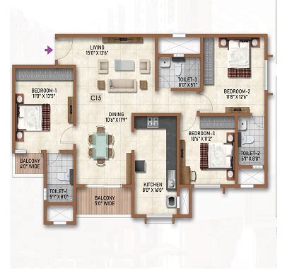 Prestige Finsbury Park | Floor Plan | 1,2,3 BHK| Apartments