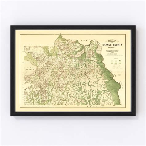 Vintage Map of Orange County, Florida 1890 by Ted's Vintage Art