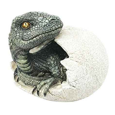 Jurassic Era Predator Velociraptor Breaking Out Of Egg Dinosaur Figurine Hatchling Collectible ...