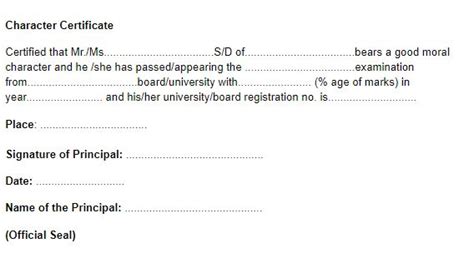 Character Certificate Format and Samples - Police, Job, School, Students