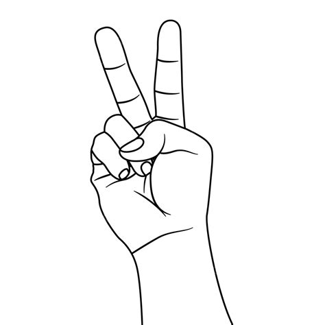 Outline Sketch Of Peace Hand Gesture Vector, Peace Hand, Hand Sketch ...