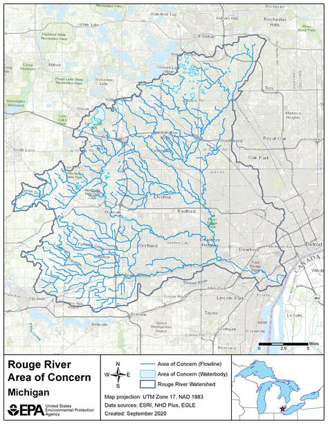 Rouge River AOC Boundary Map | US EPA