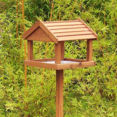 Bird Table Premium Wood Slate Garden Birds Feeder Feeding Station Free Standing | eBay