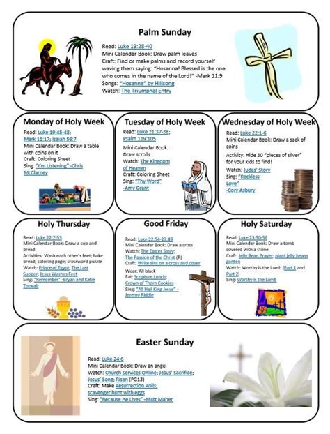 Printable Holy Week Timeline - Printable Word Searches