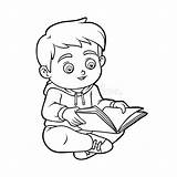 Boy Reading A Book Coloring Page Pages sketch template