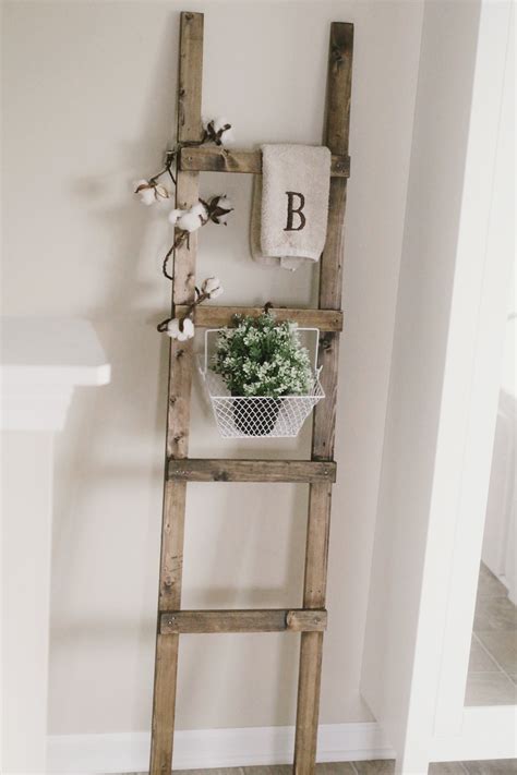 Diy rustic ladder with furring strips Diy Ladder Decor, Wood Ladder Shelf, Wood Blanket Ladder ...