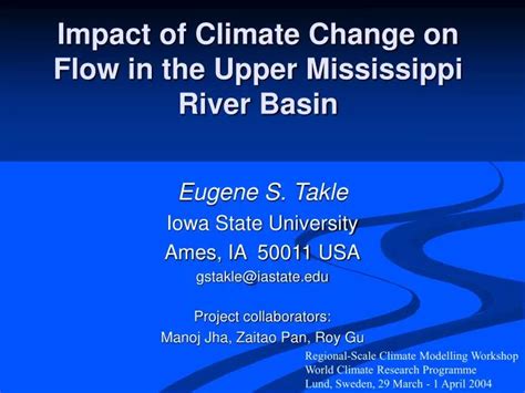 PPT - Impact of Climate Change on Flow in the Upper Mississippi River ...