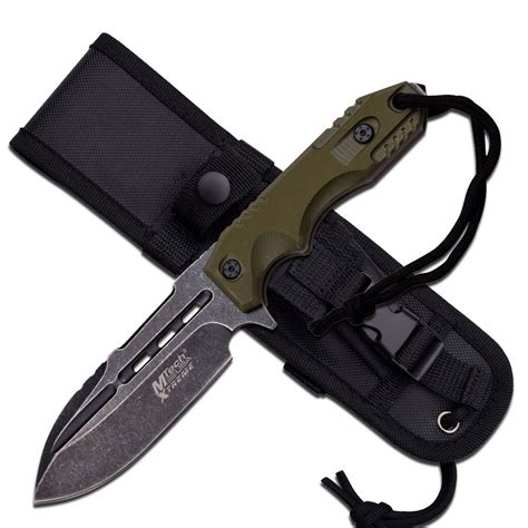 Mtech Stonewashed Green Full Tang Fixed-Blade Tactical Knife w/ Molle Sheath