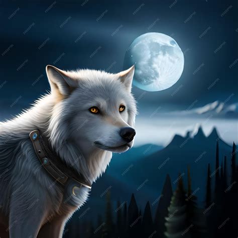 Premium AI Image | A painting of a wolf with the moon in the background.