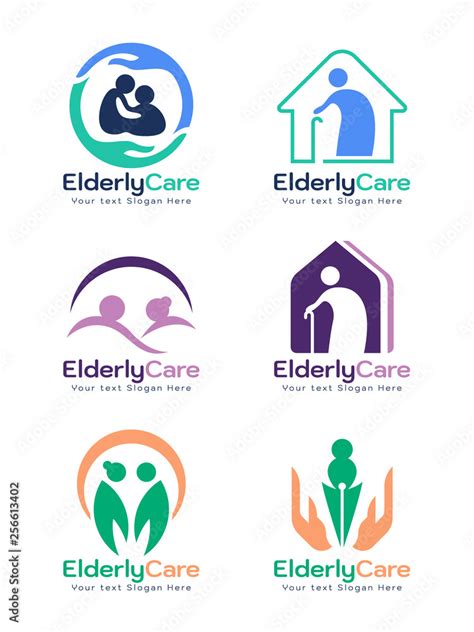 Elderly care logo sign vector set design Stock Vector | Adobe Stock