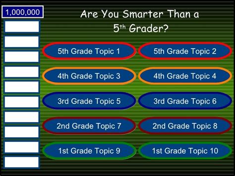 Smarter than a 5th grader template