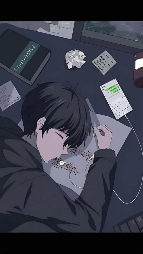 Broken Heart Sad Anime Boy Sleeping While Studying, broken heart sad anime boy, HD phone ...