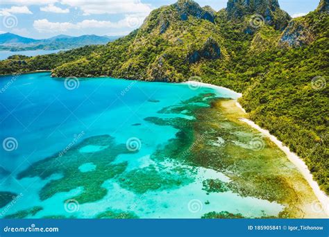 Cadlao Lagoon, El Nido, Palawan Island, Philippine. Aerial Drone View ...