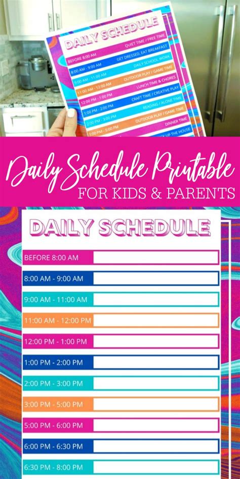 Daily Schedule Printable for Kids! | Daily schedule kids, Kids schedule, Daily schedule