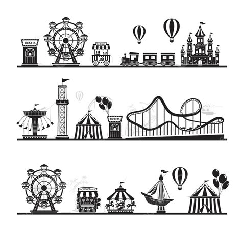 Amusement Park Silhouette Transparent Background, Amusement Park ...