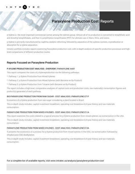 Feasibility Study of Paraxylene Production