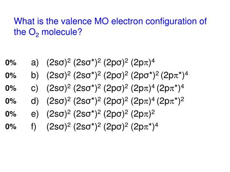 PPT - What is the valence MO electron configuration of the O 2 molecule? PowerPoint Presentation ...