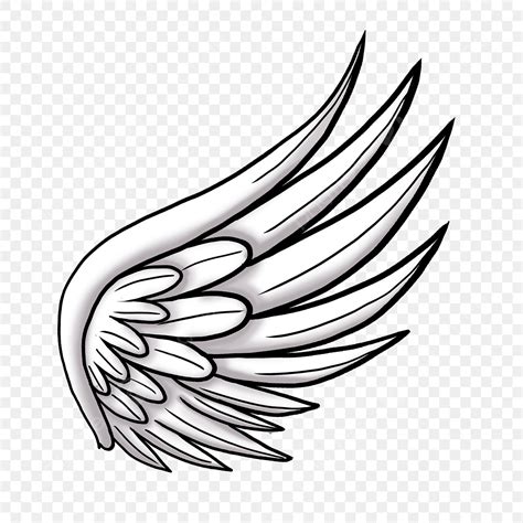 Half Wings PNG Image, Wing Half Cute Cartoon Single Wing White Feather ...