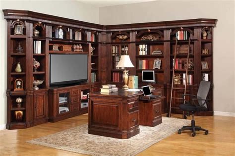 The Wellington Library Bookcase Wall Unit with Executive Desk 15349 ...