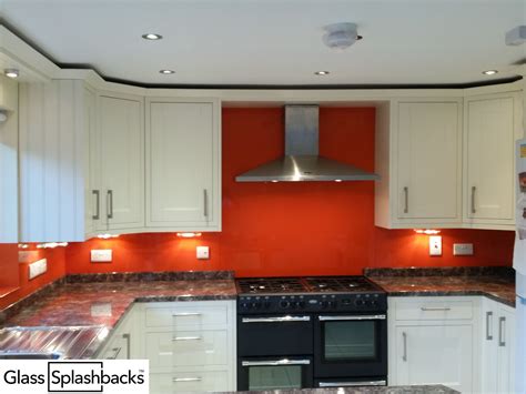 Orange glass splashback. We create bespoke glass products in any colour, pattern or image ...