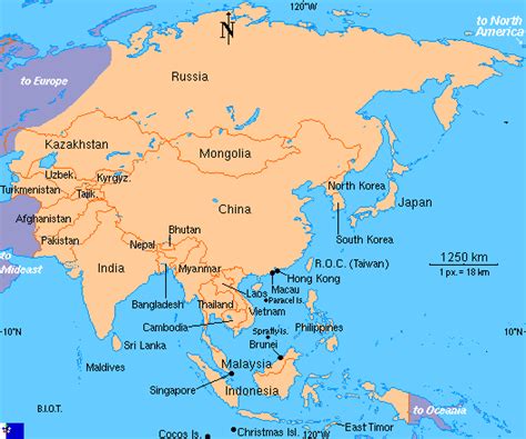 Clickable map of Asia