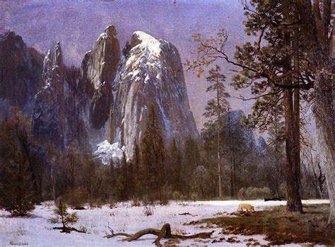 Cathedral Rocks, Yosemite Valley, Winter - Albert Bierstadt - WikiArt.org - encyclopedia of ...