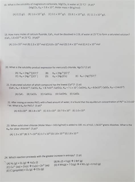 Solved 18. What is the solubility of magnesium carbonate, | Chegg.com