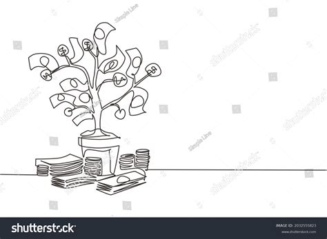 Single Continuous Line Drawing Money Tree Stock Vector (Royalty Free) 2032555823 | Shutterstock