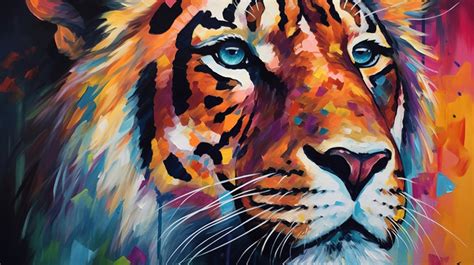 Tiger Painting Of A Colorful Backgrounds | PSD Free Download - Pikbest