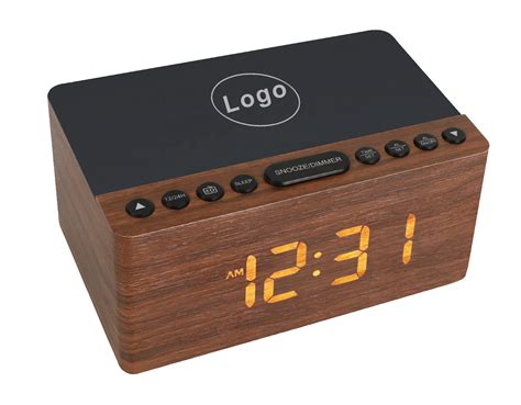 Wooden Digital Alarm Clock Fm Radio,Fast Wireless Charger Station For Iphone/samsung Galaxy,5 ...