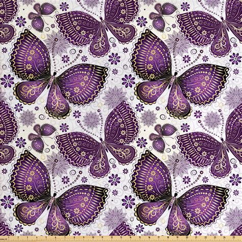 Natural Fabric by The Yard, Butterflies with Paisley Motif on Wings ...