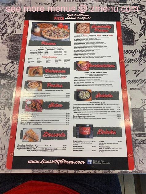 Online Menu of Ozark Mountain Pizza Restaurant, Reeds Spring, Missouri ...